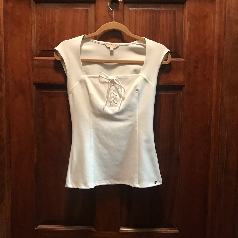 Guess women’s white shirt with lace up chest